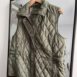 L.L.Bean Olive Green Quilted Adjustable Riding Vest Size Large Reg